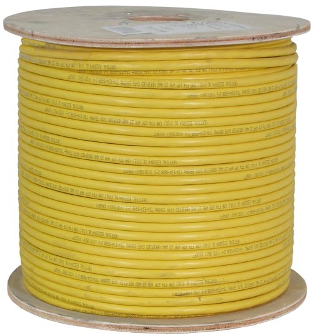 CAT6A (Augmented) 10Gb, UTP 1000, 8-Conductor, Yellow-PVC Jacket, AWG23 Solid-Bare Copper, Wooden Spool