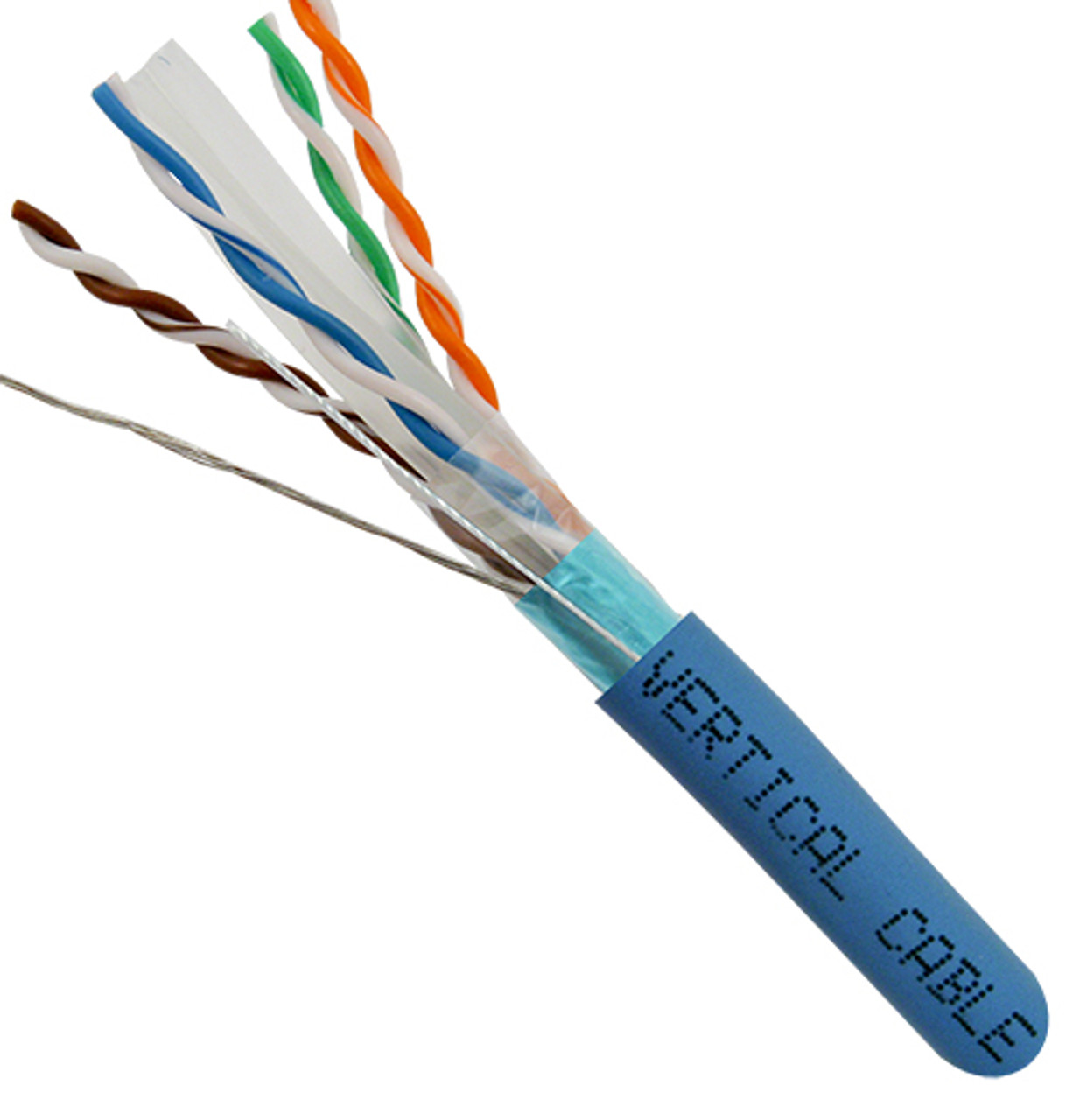 CAT6A (Augmented) 10Gb, Shielded F/UTP, 8-Conductor, Blue-PVC Jacket, AWG23 Solid-Bare Copper, Wooden Spool, Blue