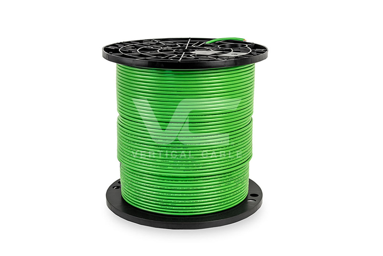 CAT6A, Unshielded with an overall Plenum jacket, 23 AWG/4 PAIR Solid bare copper conductors, 550MHz, 1000ft Spool, Green - Made in the USA