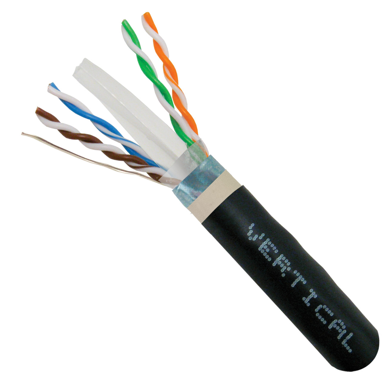 CAT6, F/UTP Outdoor Waterproof (Dual Jacket), Direct Burial (UV), 1000ft, Wooden Spool, Black