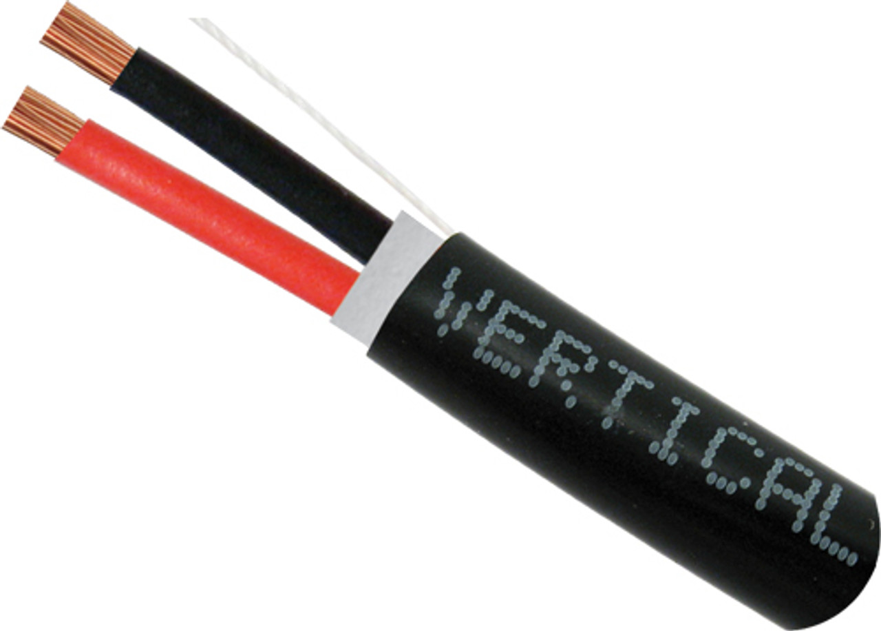 Audio Cable,UV Rated Outer Jacket, Direct Burial, 14AWG, 2 Conductor, Stranded (105 Strand), 500', PE Jacket, Pull Box, Black