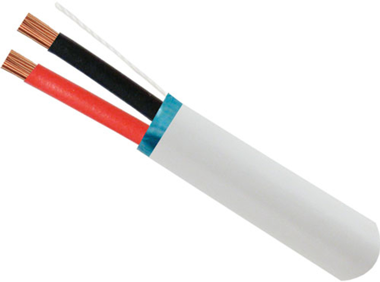 Audio Cable, PVC Jacket, 14AWG, 2 Conductor, Stranded (105 Strand), Shielded, 500ft, Pull Box, White