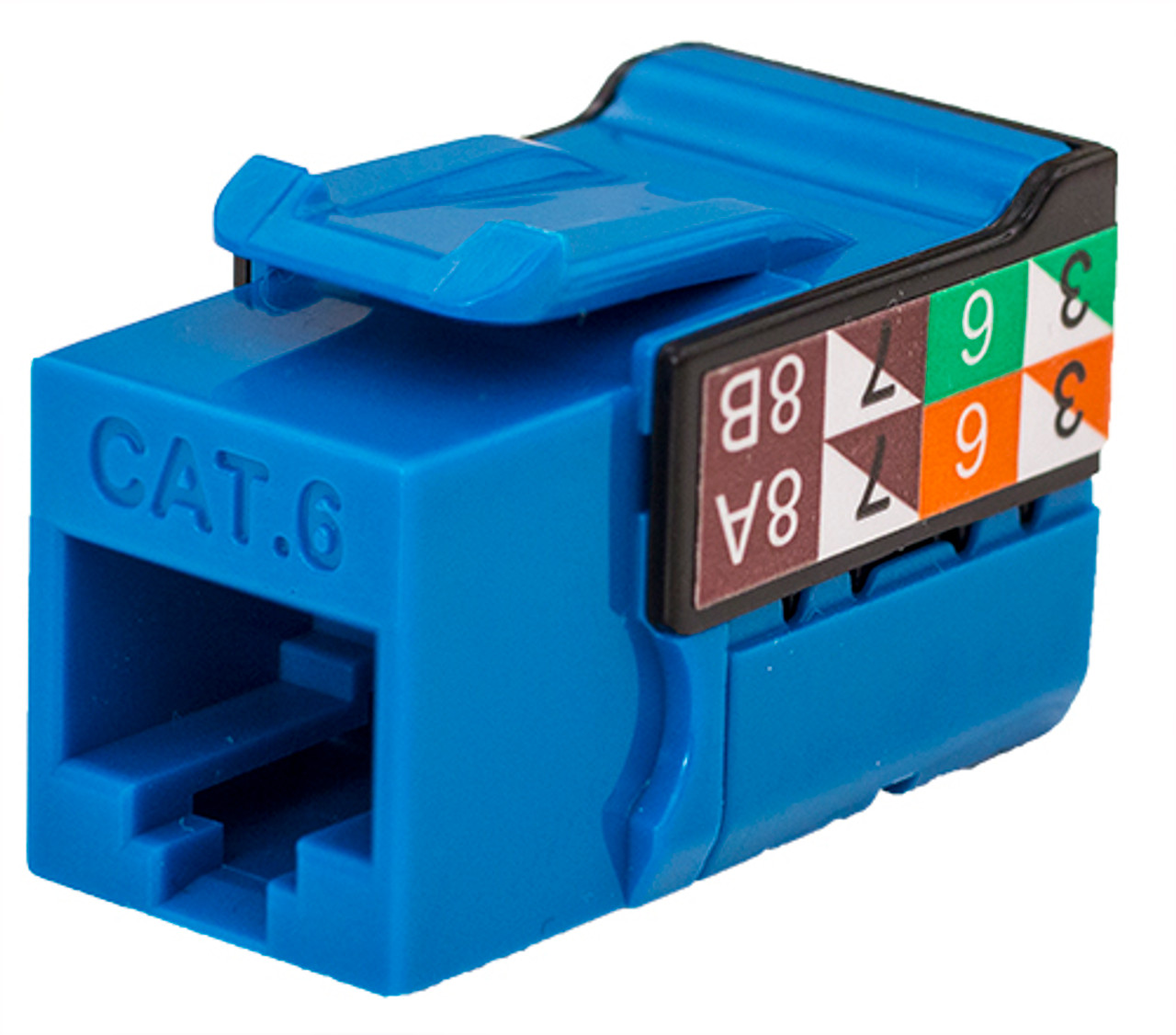 CAT6 Data Grade Keystone U-Jack, RJ45 90° 8x8 Blue.