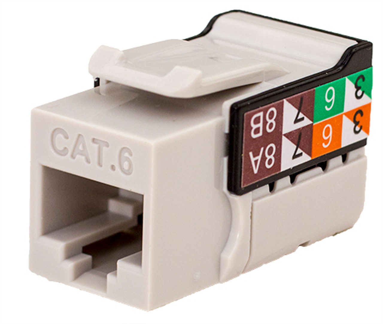 CAT6 Data Grade Keystone U-Jack, RJ45 90° 8x8 Grey.