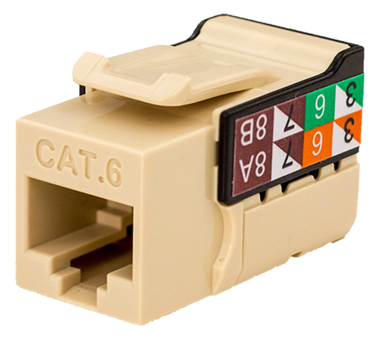 CAT6 Data Grade Keystone U-Jack, RJ45 90° 8x8 Ivory.