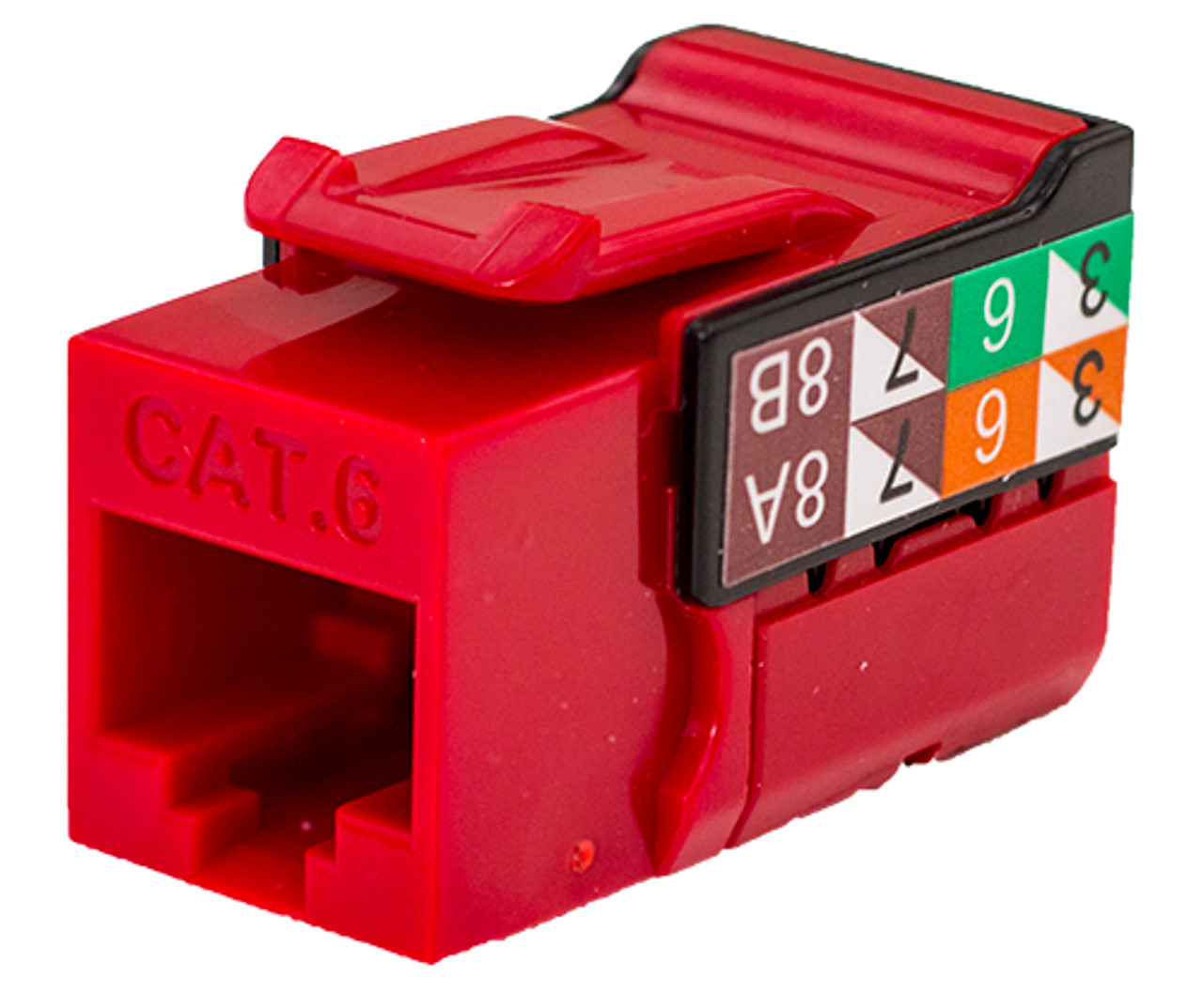 CAT6 Data Grade Keystone U-Jack, RJ45 90° 8x8 Red.