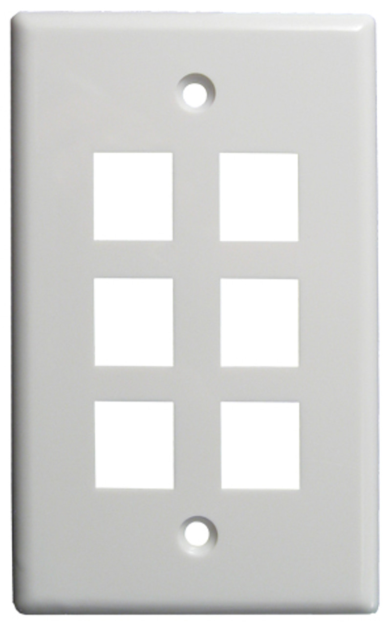 Keystone Wall Plate, 6-Port, White