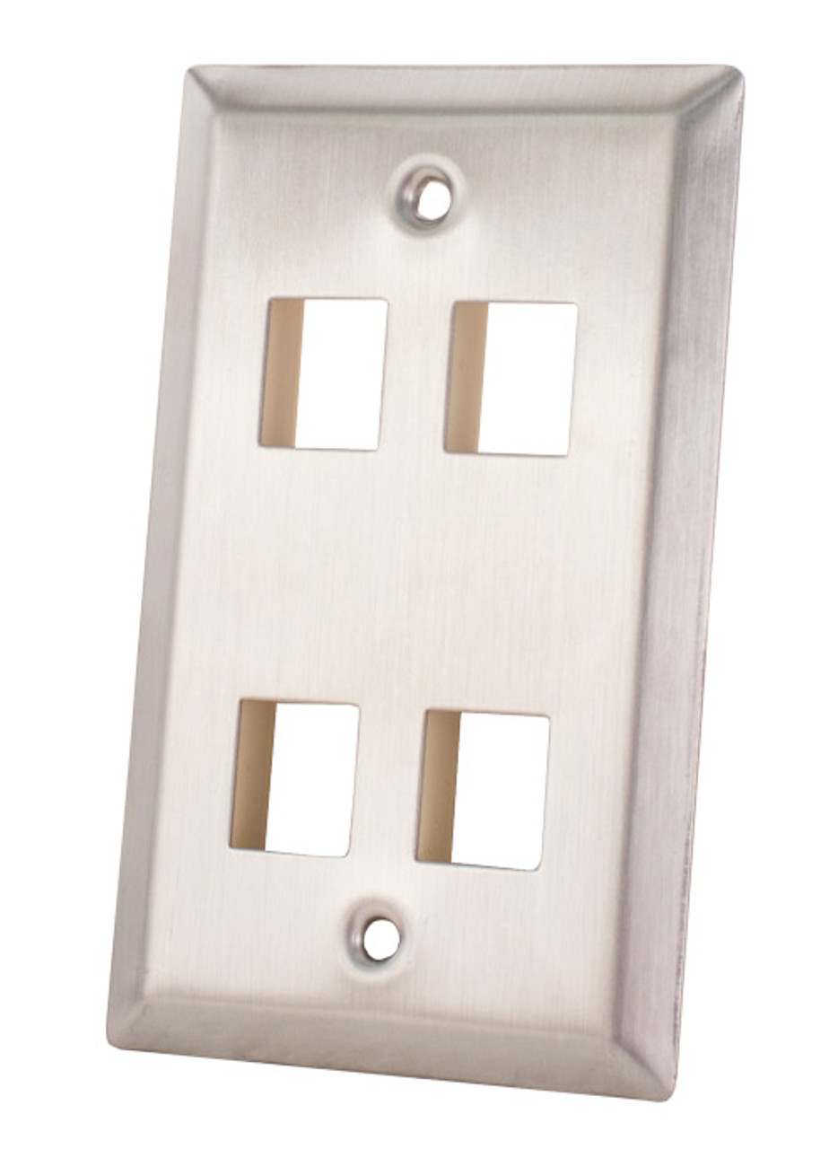 Wall Plate, 4-Port, Stainless Steel