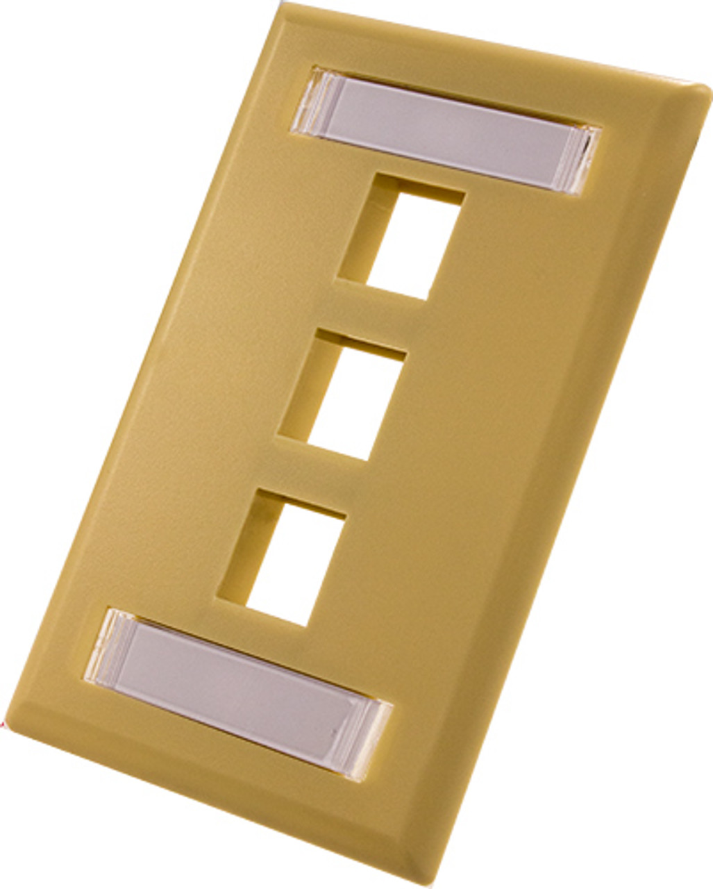 Wall Plate With ID Window, 3-Port, Ivory