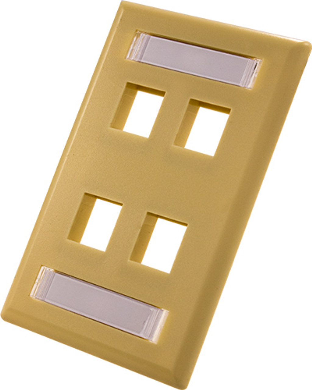 Wall Plate With ID Window, 4-Port, Ivory