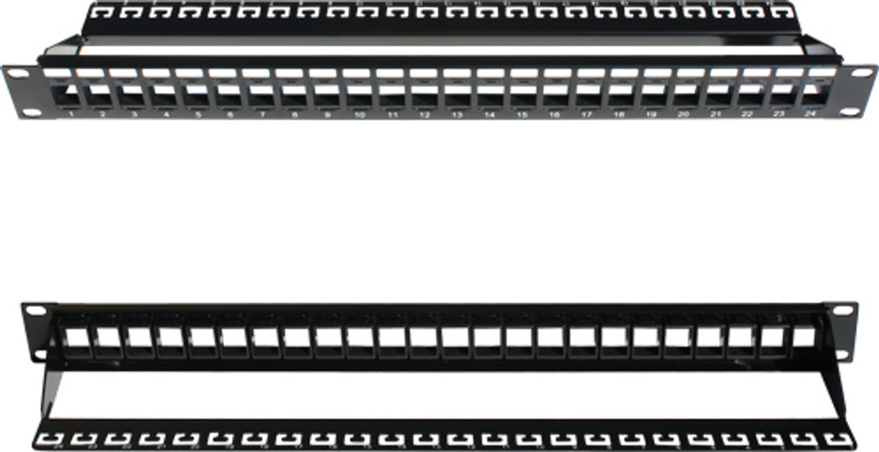 Blank Patch Panel, with Cable Manager, 24 Port, Black