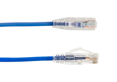 Category-6A Slim Type Mold-Injection Snagless Patch Cord, 28AWG Stranded, PVC Jacket, Blue.