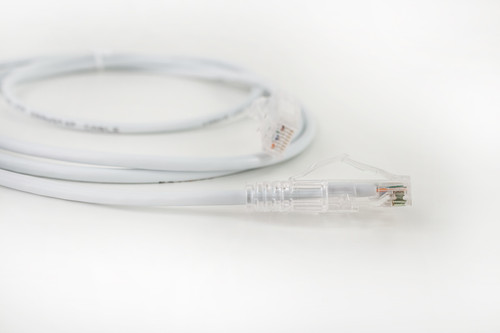 Category-6A Slim Type Mold-Injection-Snagless Patch Cord, 5 ft, 28AWG Stranded, PVC Jacket, White.