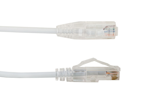 Category 6A Slim Type Mold Injection-Snagless Patch Cord, 28AWG Stranded, PVC Jacket, White.