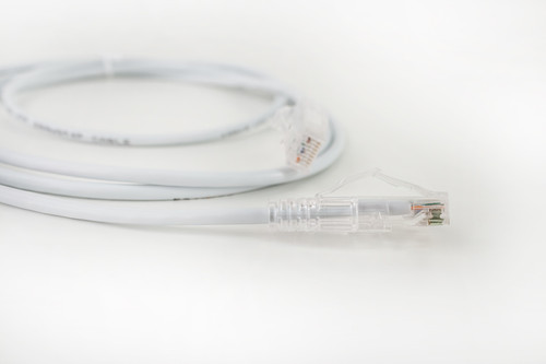 Category 6A Slim Type Mold Injection Snagless Patch Cord, 28AWG Stranded, PVC Jacket, White.