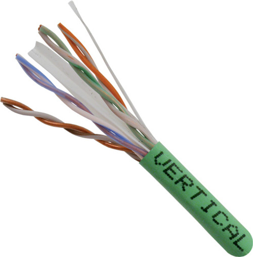 CAT6, 23AWG, UTP, 8C Solid Bare Copper, 550MHz, Riser Rated, PVC Jacket 1000 ft. Green