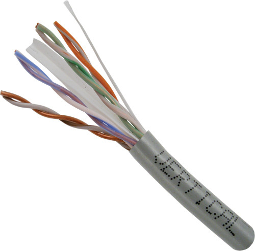 CAT6, 23AWG, UTP, 8C Solid Bare Copper, 550MHz, Riser Rated, PVC Jacket 1000 ft. Gray