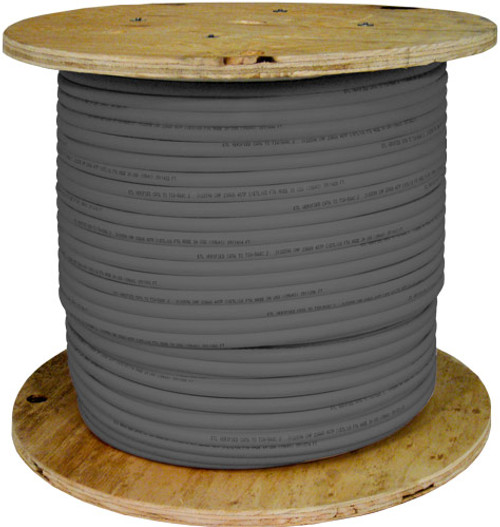 CAT6A (Augmented) 10Gb, UTP, 23AWG, Solid Bare Copper,  8-Conductor, PVC Jacket, Gray, 1000ft Spool