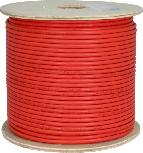 CAT6A (Augmented) 10Gb, UTP, 23AWG, Solid Bare Copper,  8-Conductor, PVC Jacket, Red, 1000ft Spool