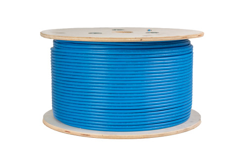 CAT6A Unshielded Twisted Pair (UTP), CMP (Plenum-Rated), 4 Pair 23 AWG Solid Bare Copper, 1000 ft. Spool, Blue