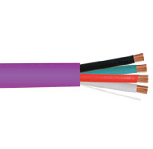 Audio Cable, 16AWG, 4 Conductor, Stranded (65 Strand), 500', PVC Jacket, Pull Box, Purple