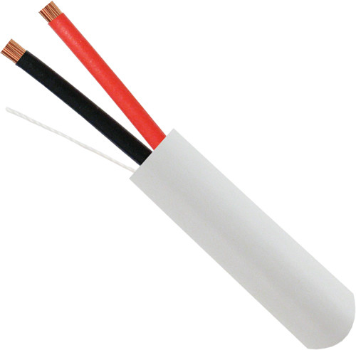 Audio Cable, 14AWG, 2 Conductor, Stranded (41 Strand), 1000', PVC Jacket, Wooden Spool, White