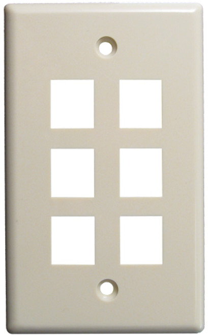 Keystone Wall Plate, 6-Port, Almond