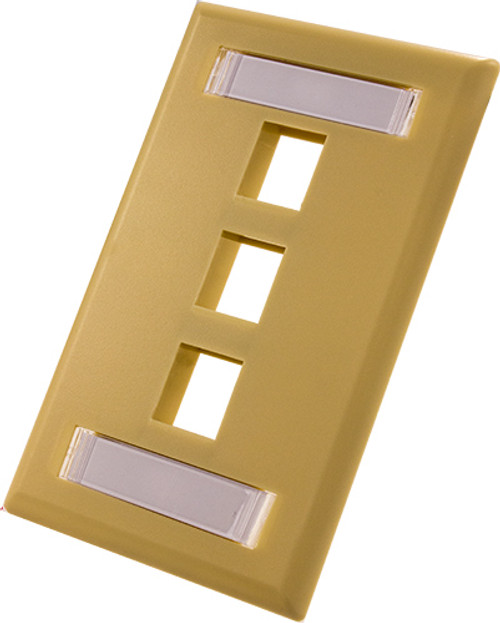 Wall Plate With ID Window, 3-Port, Ivory