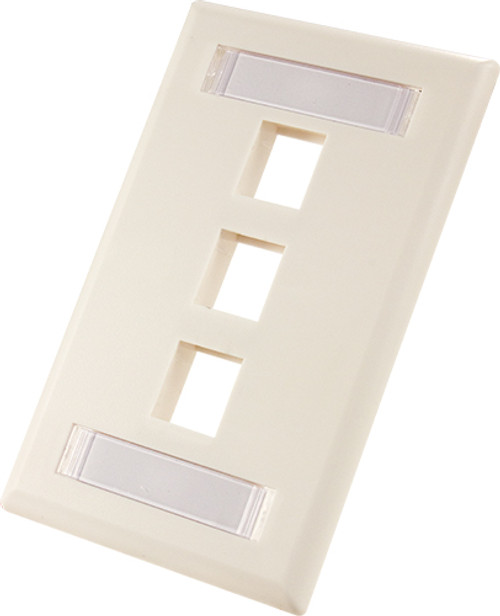 Wall Plate With ID Window, 3-Port, White