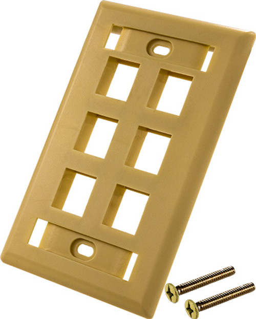 Wall Plate With ID Window, 6-Port, Ivory