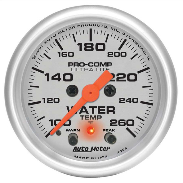 Autometer 2-1/16In U/L Water Temp Gauge W/Peak & Warning 4354