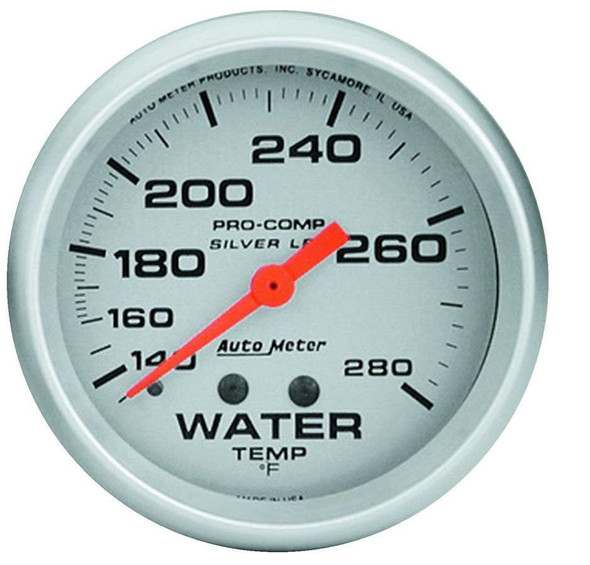 Autometer Pro Comp 2-5/8In Silver Liq-Fill Water 140-280 4631