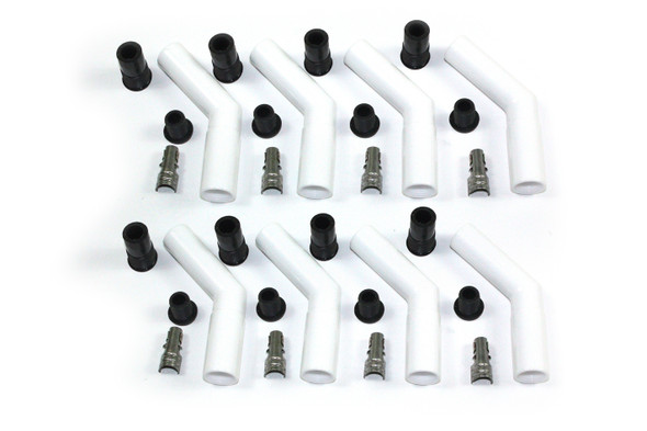 Pertronix Ignition Ceramic Spark Plug Boot Kit 45-Deg 8Pk White 8503Ht-8