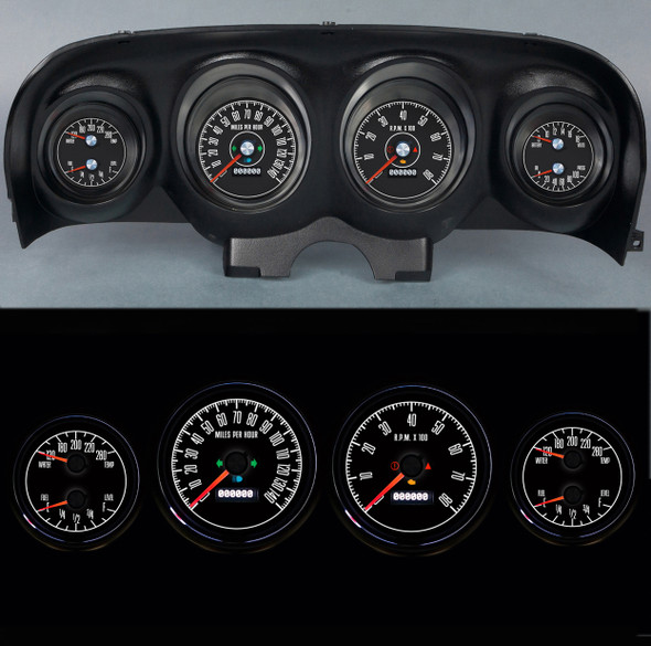 NEW VINTAGE USA Gauge Kit Mustang 69-70 M-153 4-3/8in 53408-53