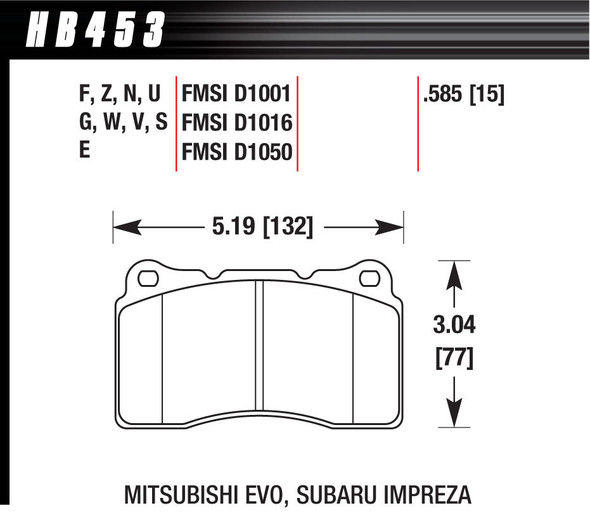 Hawk Brake Performance Street Brake Pads (4) Hb453N.585