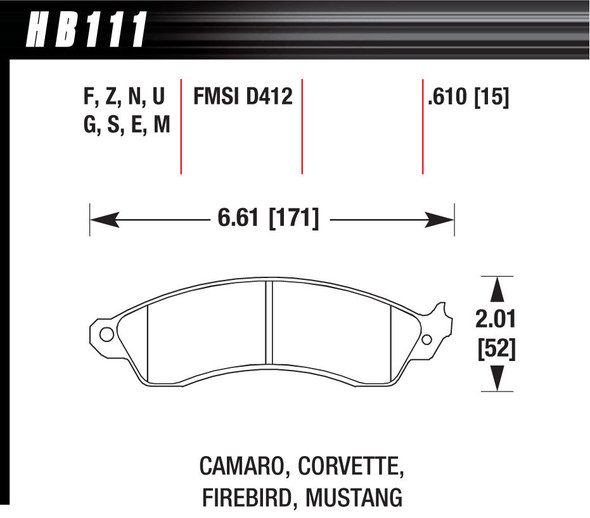 Hawk Brake Performance Street Brake Pads (4) Hb111F.610