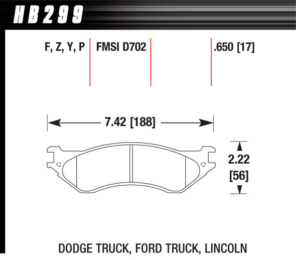 Hawk Brake Performance Street Brake Pads (4) Hb299P.650