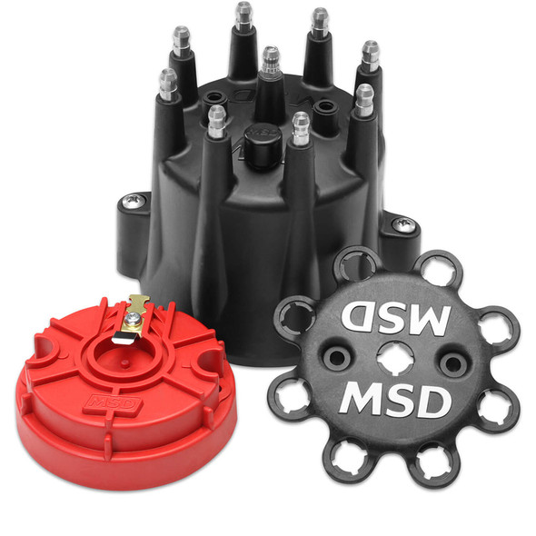 Msd Ignition Distributor Cap & Rotor Kit Chevy V8 Hei Black 84336