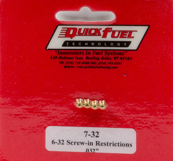 Quick Fuel Technology 6-32 Screw-In Restrictor .032In 7-32Qft