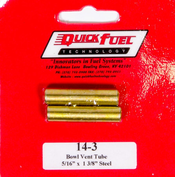 Quick Fuel Technology Vent Tubes (2Pk) 5/16 X 1-3/8 14-3Qft