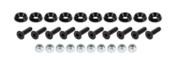 Allstar Performance Countersunk Bolts 1/4In W/ 3/4In Washer Blk 10Pk All18629