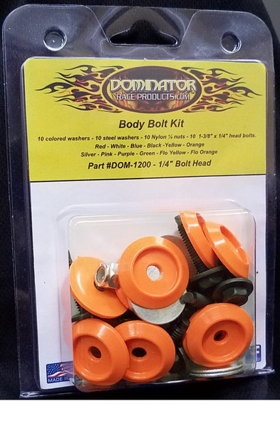Dominator Racing Products Body Bolt Kit Orange Hex Head 1200-B-Or
