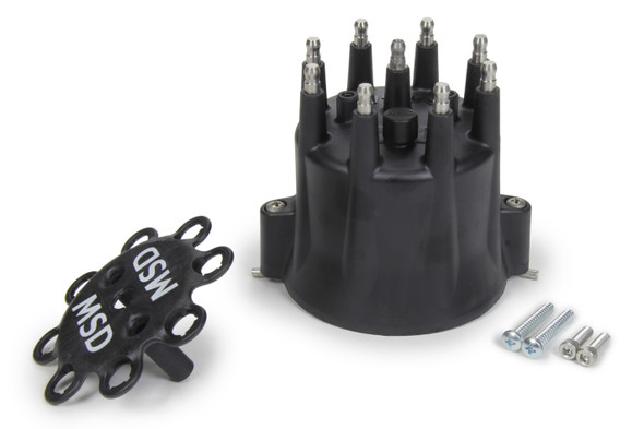 Msd Ignition Distributor Cap & Ret- Chevy V8 Hei- Black 84333