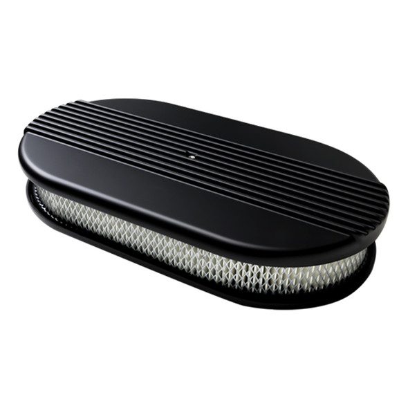 Billet Specialties Air Cleaner Large Oval Ribbed Black Blk15640
