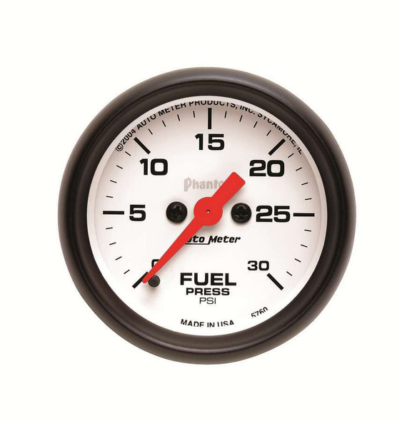Autometer 2-1/16In Phantom Fuel Press. Gauge 30Psi 5760
