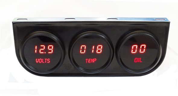 Intellitronix 2-1/16 Led Digital Panel 3-Gauge  - Black Finish M9333R