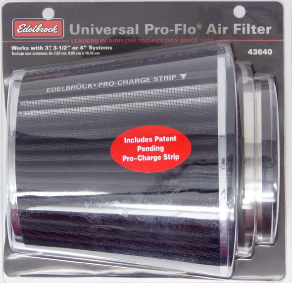 Edelbrock Pro-Flo Air Filter Cone 6.70 Tall Black/Chrome 43640