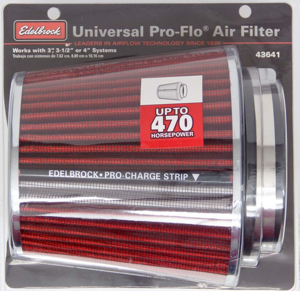 Edelbrock Pro-Flo Air Filter Cone 6.70 Tall Red/Chrome 43641