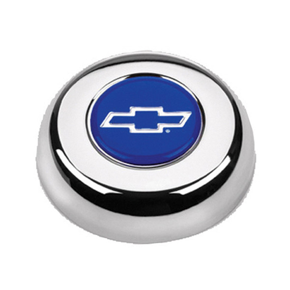 Grant Chrome Horn Button Chevy Bowtie Blue/Silver 5630
