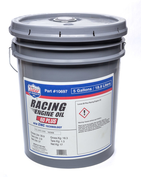 Lucas Oil Sae 60 Plus Racing Motor Oil 5 Gallon Pail 10697